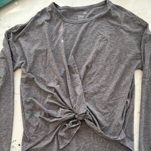 Grey Tie Front Athletic Top